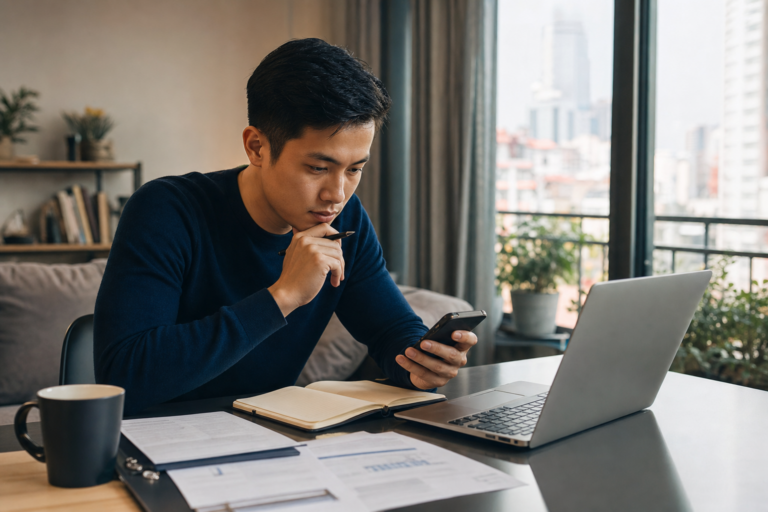 Cách vay tiền online uy tín không bị lừa đảo - người dùng kiểm tra thông tin vay tiền an toàn