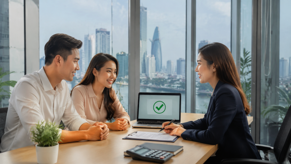 Vay tiền nhanh quận 1 TPHCM - khách hàng làm thủ tục vay và được duyệt nhanh trong ngày